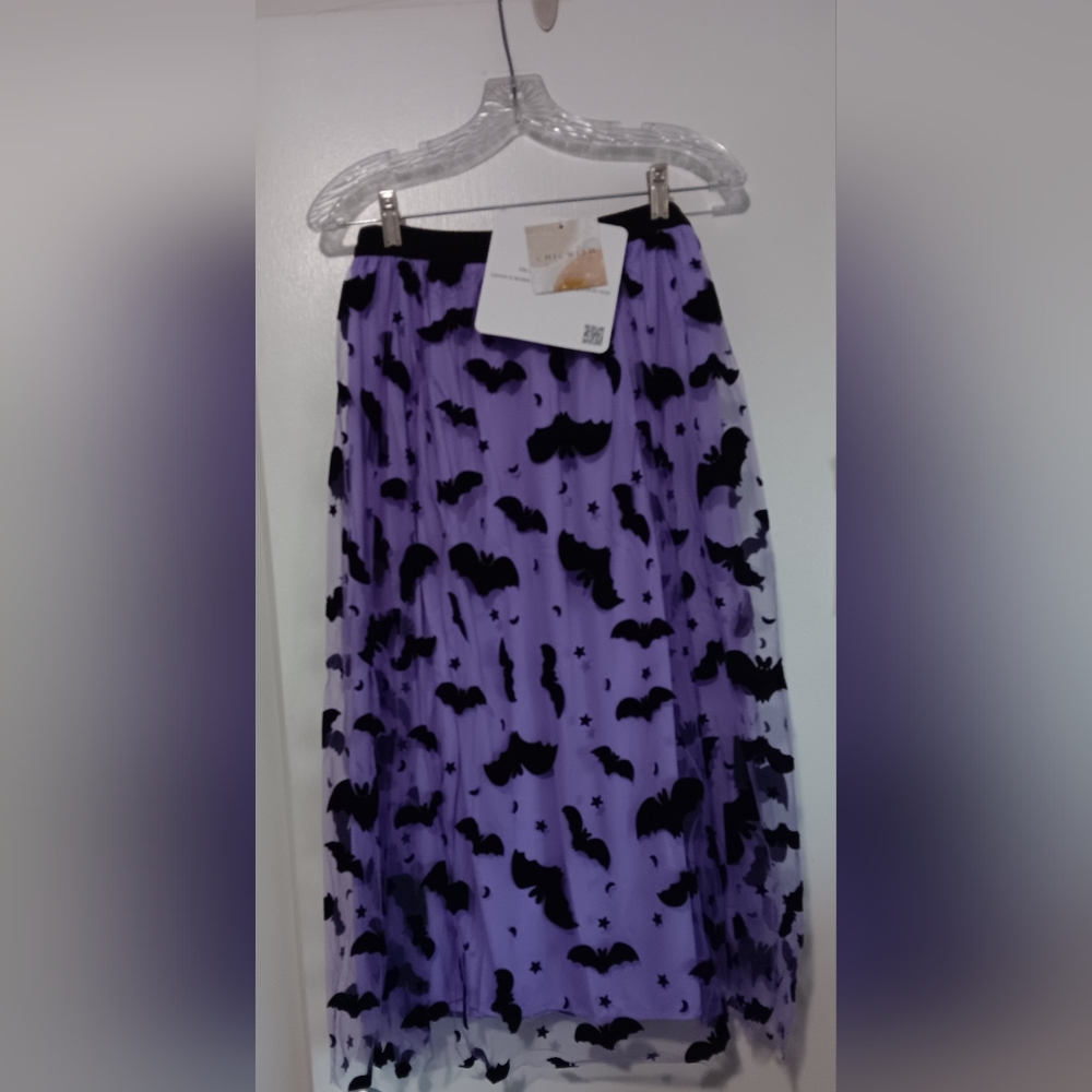 Purple Bat Print Skirt